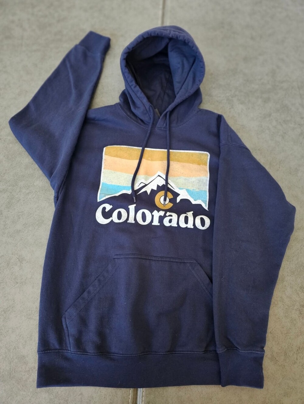 Colorado Graphic Navy Hoodie - Men's Pullover Sweatshirt Medium